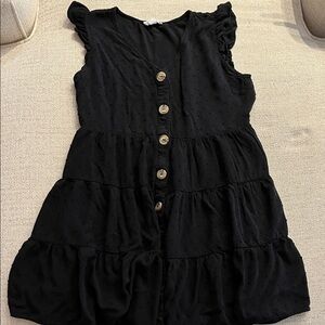 Blu Pepper Black Tiered Button-Front Girls' Dress